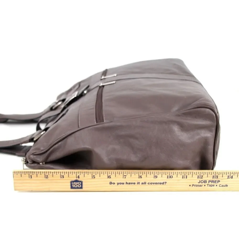 Bennemann BROWN GENUINE LEATHER BUCKLE SHOULDER BAG BUSINESS TOTE HANDBAG PURSE